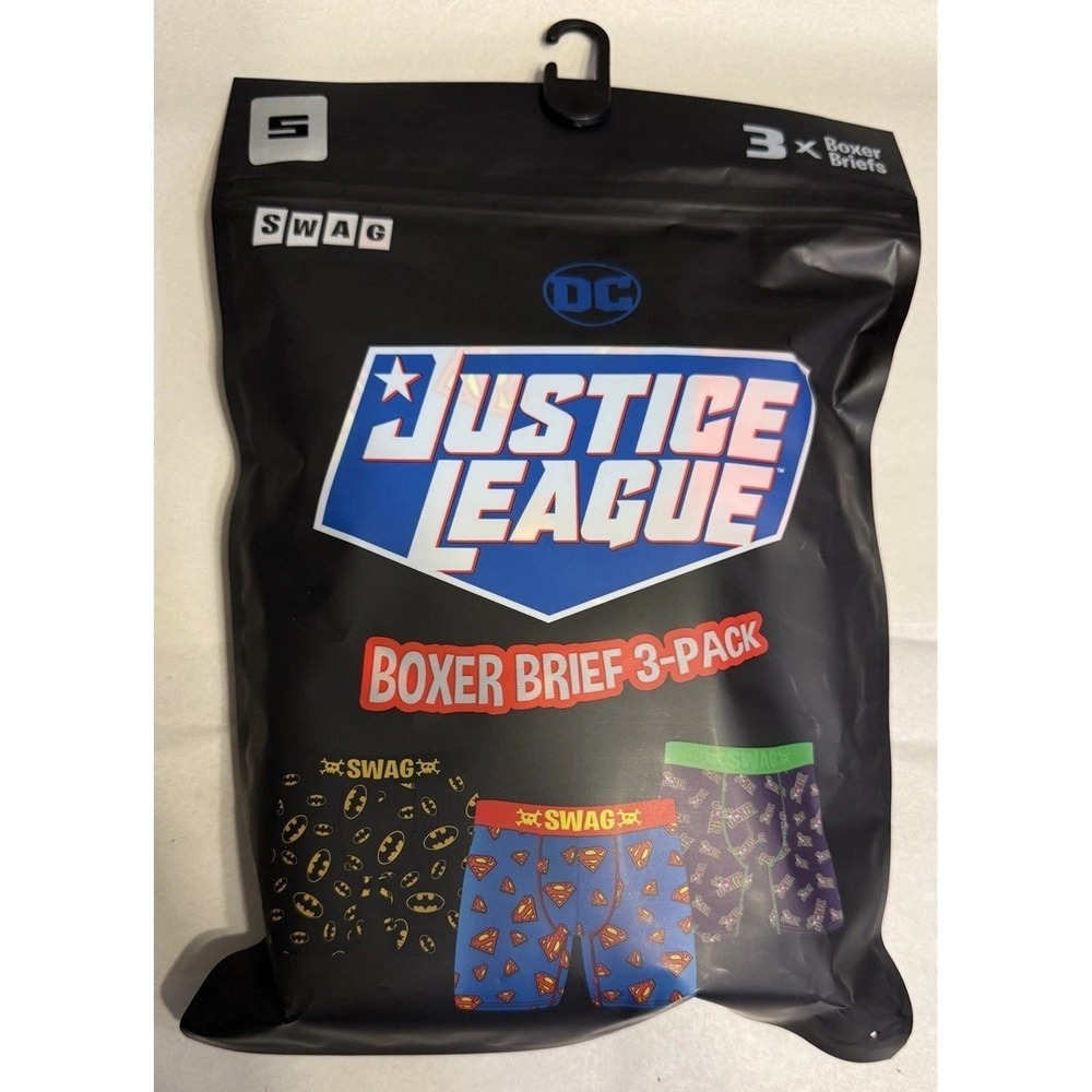 3 Pack SWAG Justice League Themed Batman, Superman Joker Boxer Briefs Small NEW